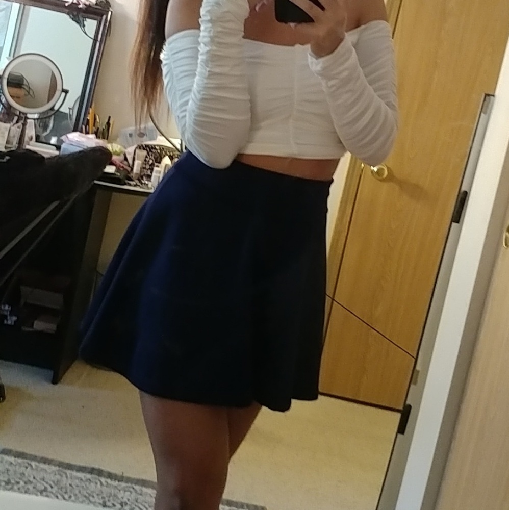 Charlotte Russe Blue High Waist Skater Skirt